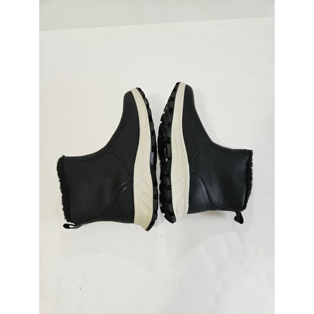 Khombu Womens Sienna Snow Winter Leather Boot‎ Water Repellant Side Zip Black 8
